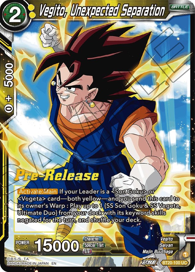 Vegito, Unexpected Separation (BT20-100) [Power Absorbed Prerelease Promos] | Amazing Games TCG