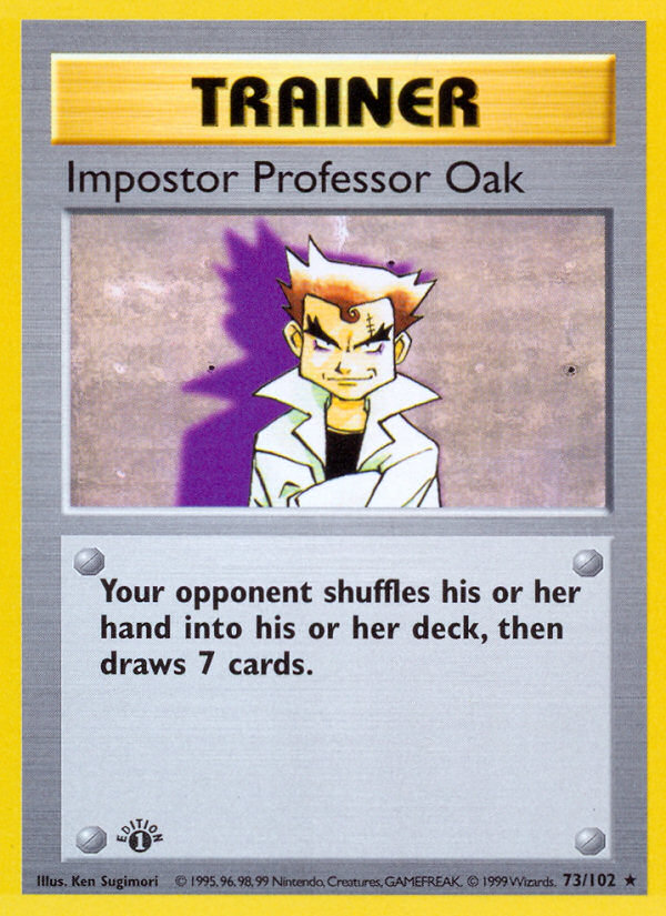 Impostor Professor Oak (73/102) (Shadowless) [Base Set 1st Edition] | Amazing Games TCG