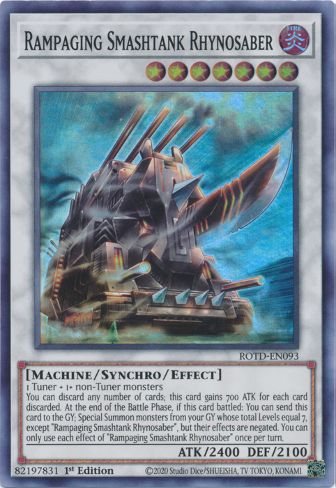 Rampaging Smashtank Rhynosaber [ROTD-EN093] Super Rare | Amazing Games TCG