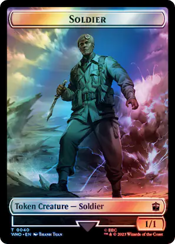 Soldier // Mutant Double-Sided Token (Surge Foil) [Doctor Who Tokens] | Amazing Games TCG
