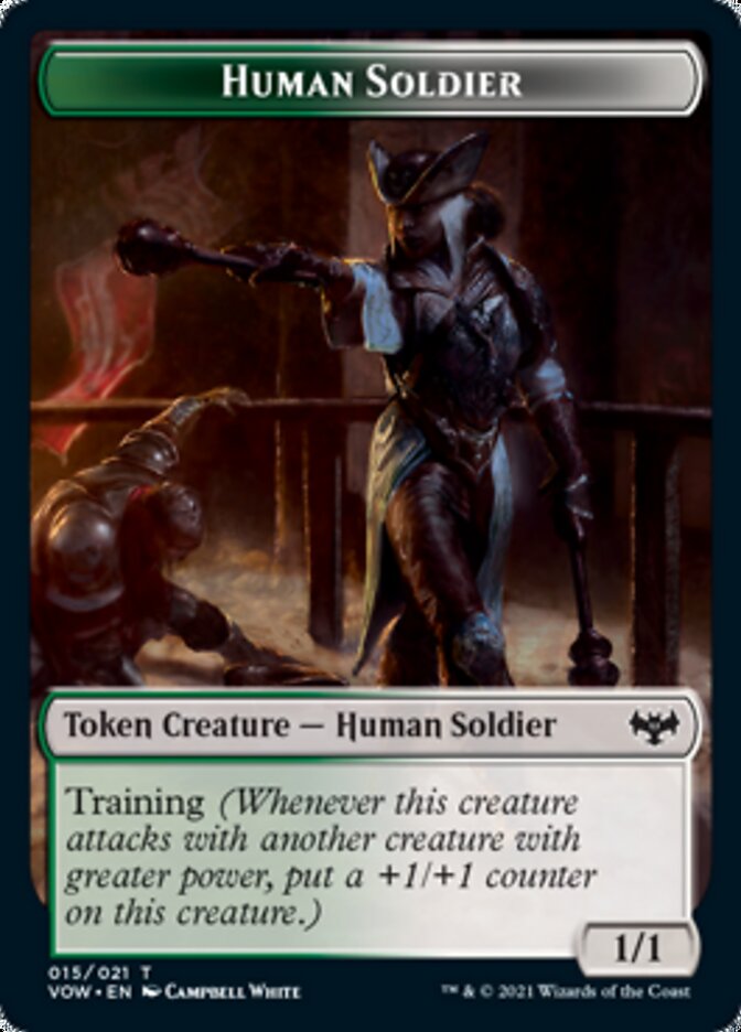 Zombie (008) // Human Soldier Double-sided Token [Innistrad: Crimson Vow Tokens] | Amazing Games TCG