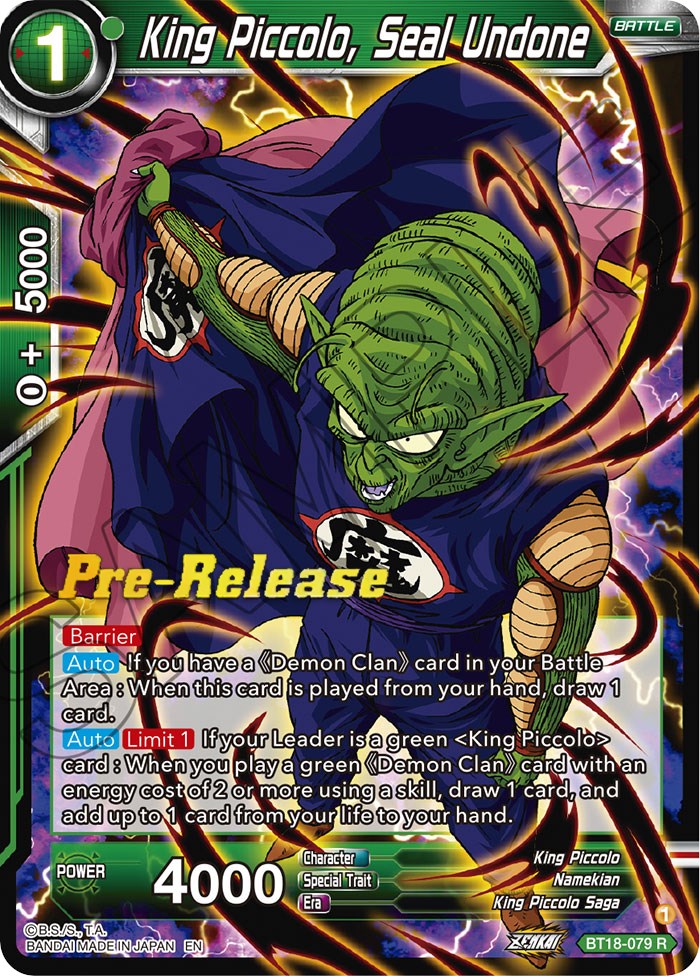 King Piccolo, Seal Undone (BT18-079) [Dawn of the Z-Legends Prerelease Promos] | Amazing Games TCG
