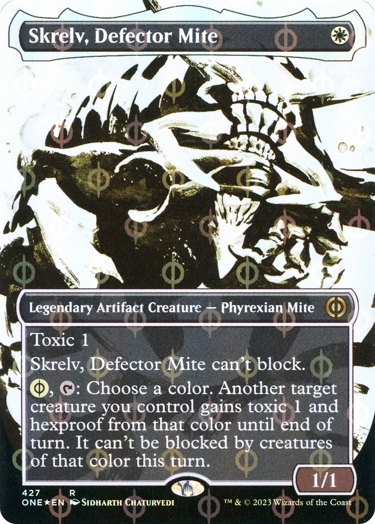 Skrelv, Defector Mite (Borderless Ichor Step-and-Compleat Foil) [Phyrexia: All Will Be One] | Amazing Games TCG