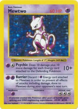 Mewtwo (10/102) [Base Set Shadowless Unlimited] | Amazing Games TCG