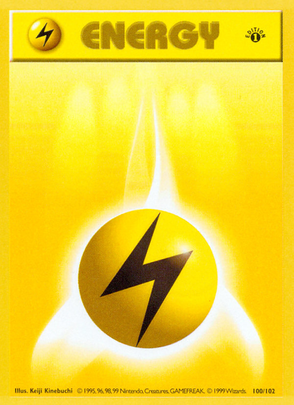 Lightning Energy (100/102) (Shadowless) [Base Set 1st Edition] | Amazing Games TCG