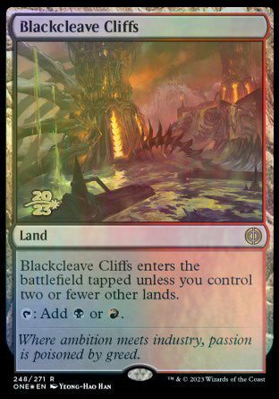 Blackcleave Cliffs [Phyrexia: All Will Be One Prerelease Promos] | Amazing Games TCG