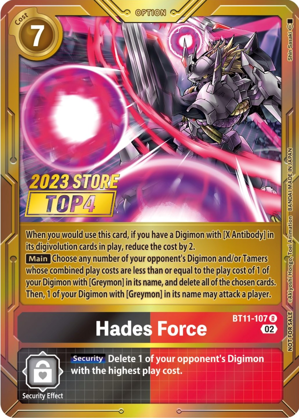 Hades Force [BT11-107] (2023 Store Top 4) [Dimensional Phase Promos] | Amazing Games TCG