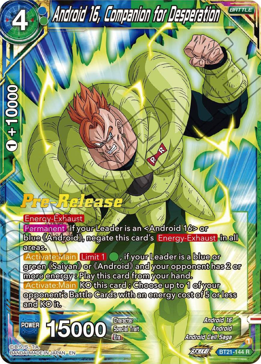 Android 16, Companion for Desperation (BT21-144) [Wild Resurgence Pre-Release Cards] | Amazing Games TCG