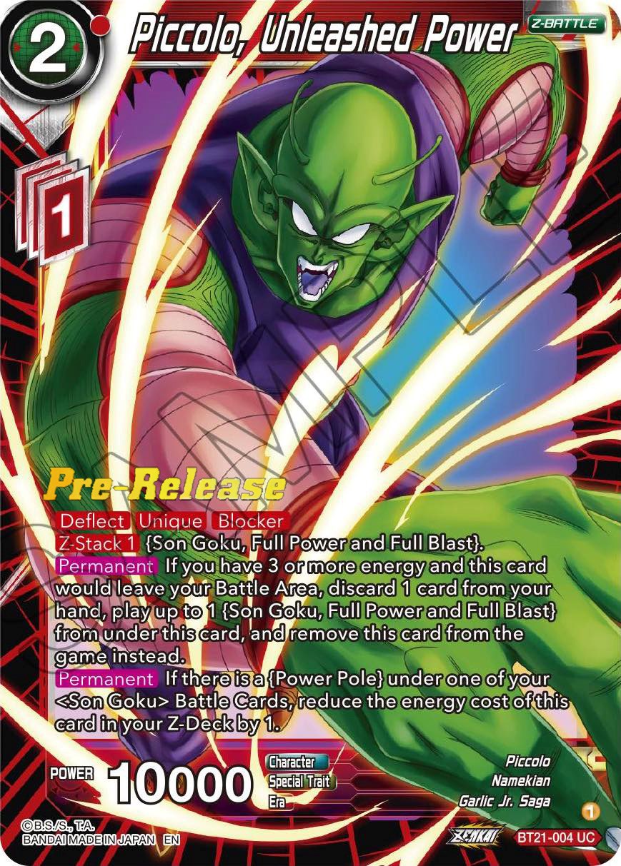 Piccolo, Unleashed Power (BT21-004) [Wild Resurgence Pre-Release Cards] | Amazing Games TCG