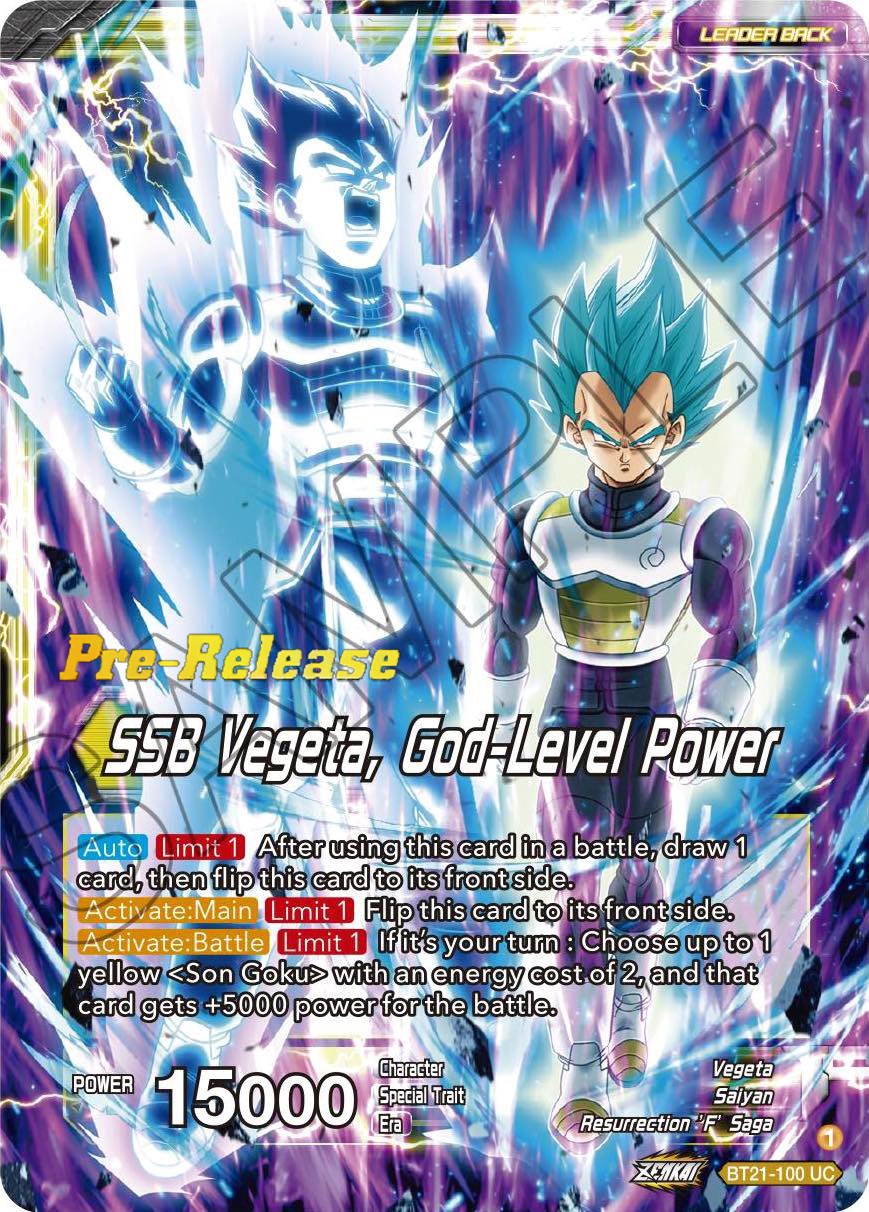 SSB Son Goku // SSB Vegeta, God-Level Power (BT21-100) [Wild Resurgence Pre-Release Cards] | Amazing Games TCG