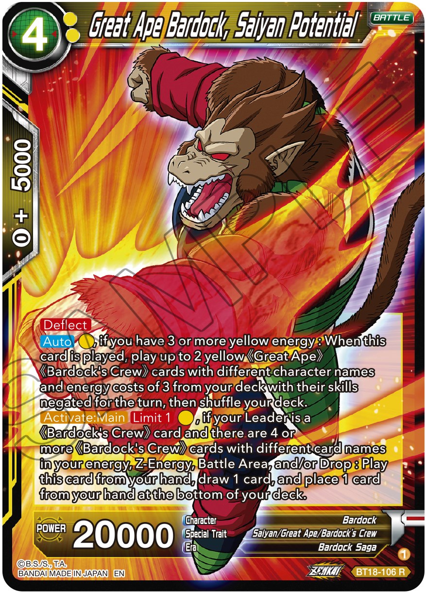 Great Ape Bardock, Saiyan Potential (BT18-106) [Dawn of the Z-Legends] | Amazing Games TCG