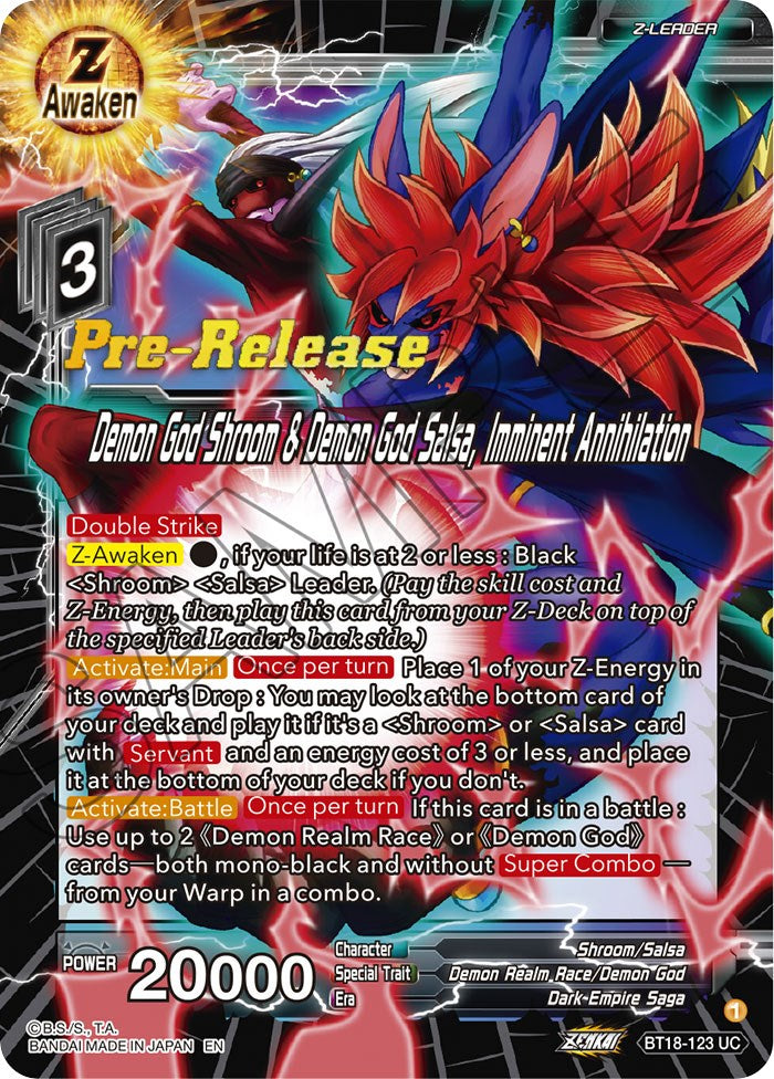 Demon God Shroom & Demon God Salsa, Imminent Annihilation (BT18-123) [Dawn of the Z-Legends Prerelease Promos] | Amazing Games TCG