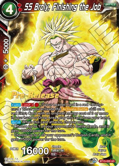 SS Broly, Finishing the Job (BT15-020) [Saiyan Showdown Prerelease Promos] | Amazing Games TCG