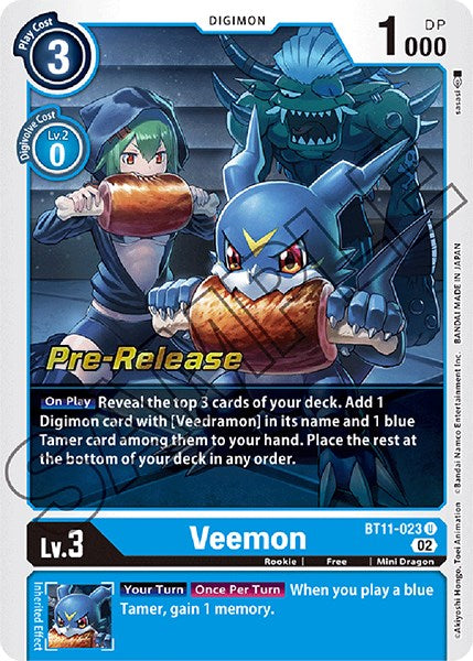 Veemon [BT11-023] [Dimensional Phase Pre-Release Promos] | Amazing Games TCG