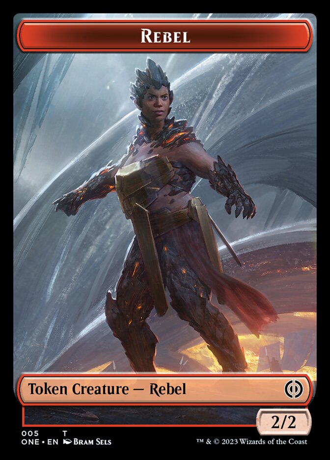 Rebel // Phyrexian Germ Double-Sided Token [Phyrexia: All Will Be One Commander Tokens] | Amazing Games TCG