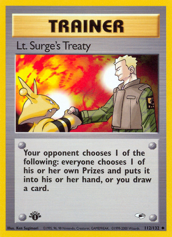 Lt. Surge's Treaty (112/132) [Gym Heroes 1st Edition] | Amazing Games TCG