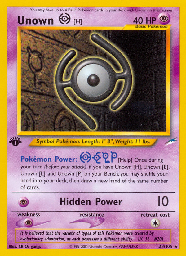 Unown [H] (28/105) [Neo Destiny 1st Edition] | Amazing Games TCG