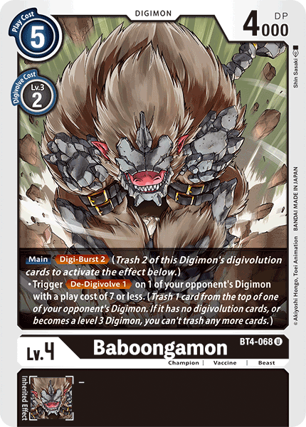 Baboongamon [BT4-068] [Great Legend] | Amazing Games TCG