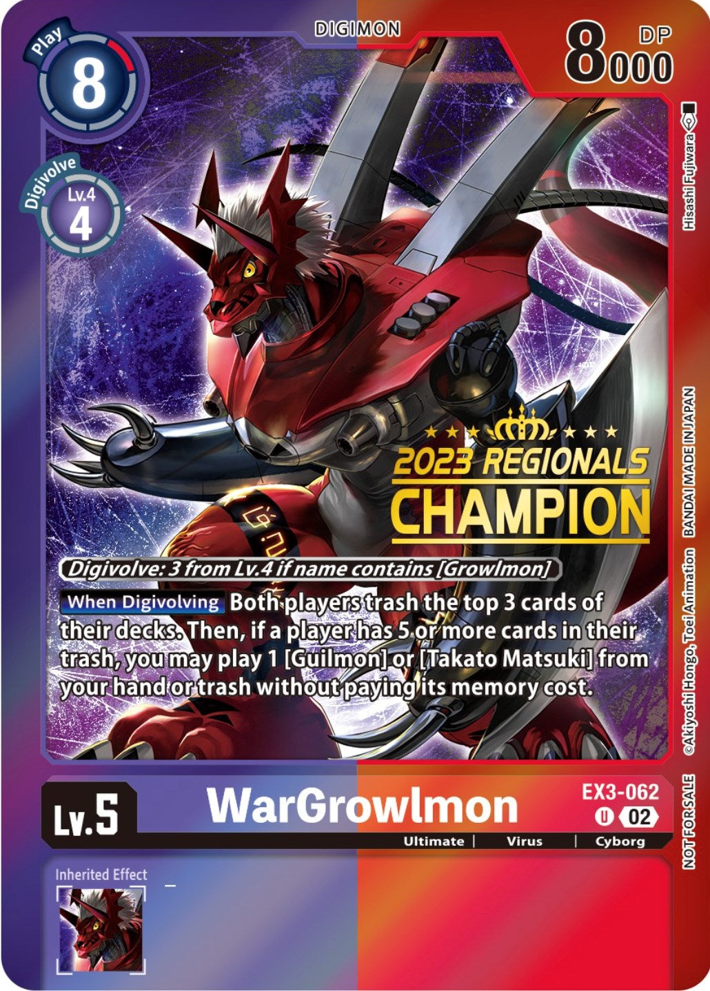 WarGrowlmon [EX3-062] (2023 Regionals Champion) [Draconic Roar Promos] | Amazing Games TCG