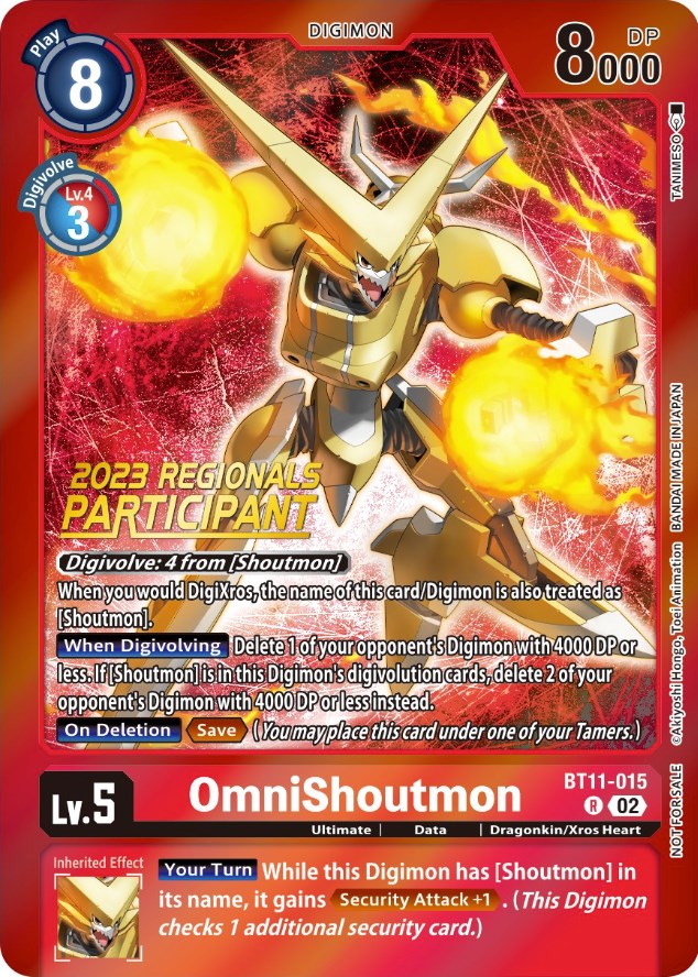 OmniShoutmon [BT11-015] (2023 Regionals Participant) [Dimensional Phase Promos] | Amazing Games TCG