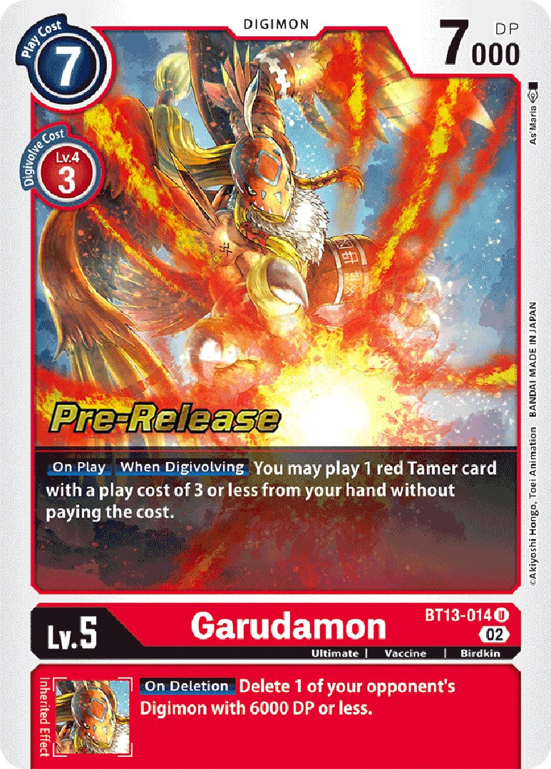 Garudamon [BT13-014] [Versus Royal Knight Booster Pre-Release Cards] | Amazing Games TCG