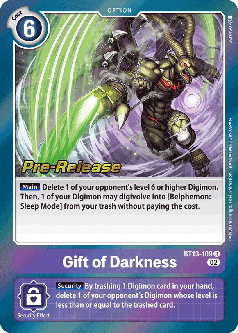 Gift of Darkness [BT13-109] [Versus Royal Knight Booster Pre-Release Cards] | Amazing Games TCG