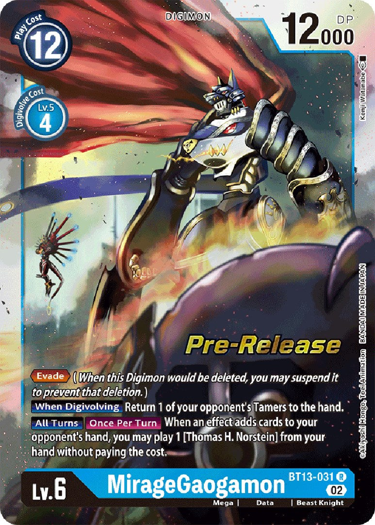 MirageGaogamon [BT13-031] [Versus Royal Knight Booster Pre-Release Cards] | Amazing Games TCG