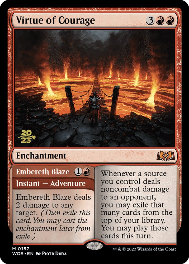 Virtue of Courage // Embereth Blaze [Wilds of Eldraine Prerelease Promos] | Amazing Games TCG