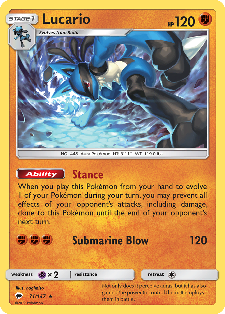 Lucario (71/147) [Sun & Moon: Burning Shadows] | Amazing Games TCG