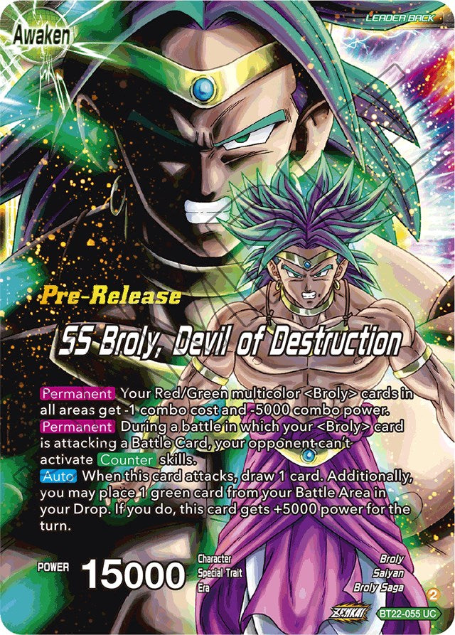 Broly & Paragus // SS Broly, Devil of Destruction (BT22-055) [Critical Blow Prerelease Promos] | Amazing Games TCG