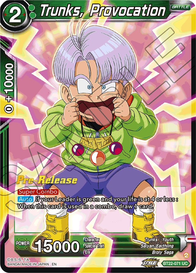 Trunks, Provocation (BT22-071) [Critical Blow Prerelease Promos] | Amazing Games TCG