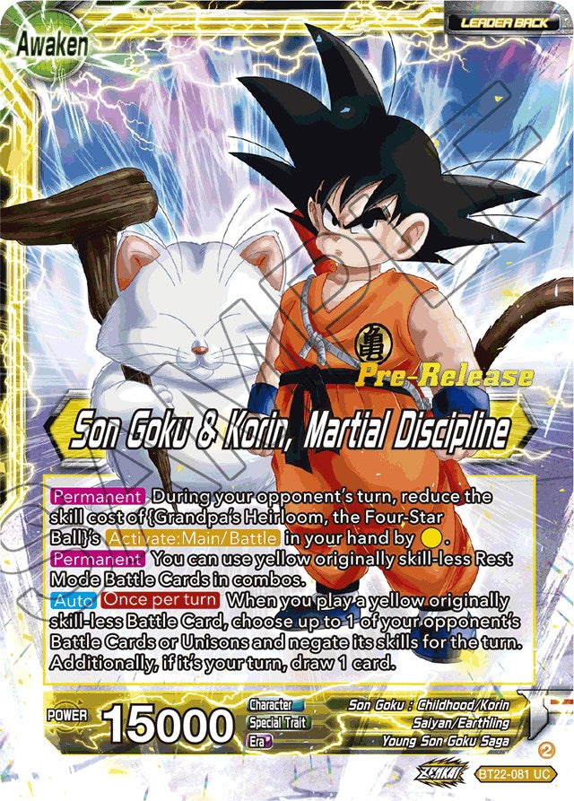 Son Goku // Son Goku & Korin, Martial Discipline (BT22-081) [Critical Blow Prerelease Promos] | Amazing Games TCG
