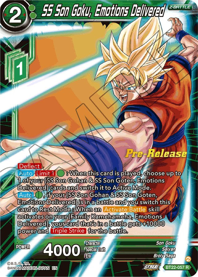 SS Son Goku, Emotions Delivered (BT22-057) [Critical Blow Prerelease Promos] | Amazing Games TCG