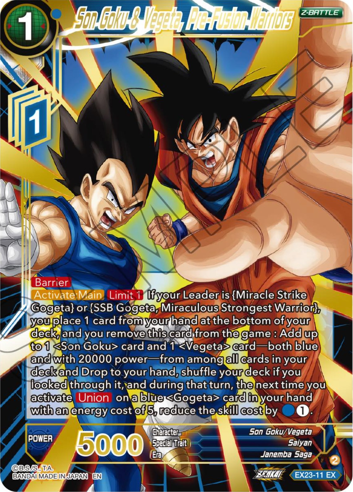 Son Goku & Vegeta, Pre-Fusion Warriors (EX23-11) [Premium Anniversary Box 2023] | Amazing Games TCG