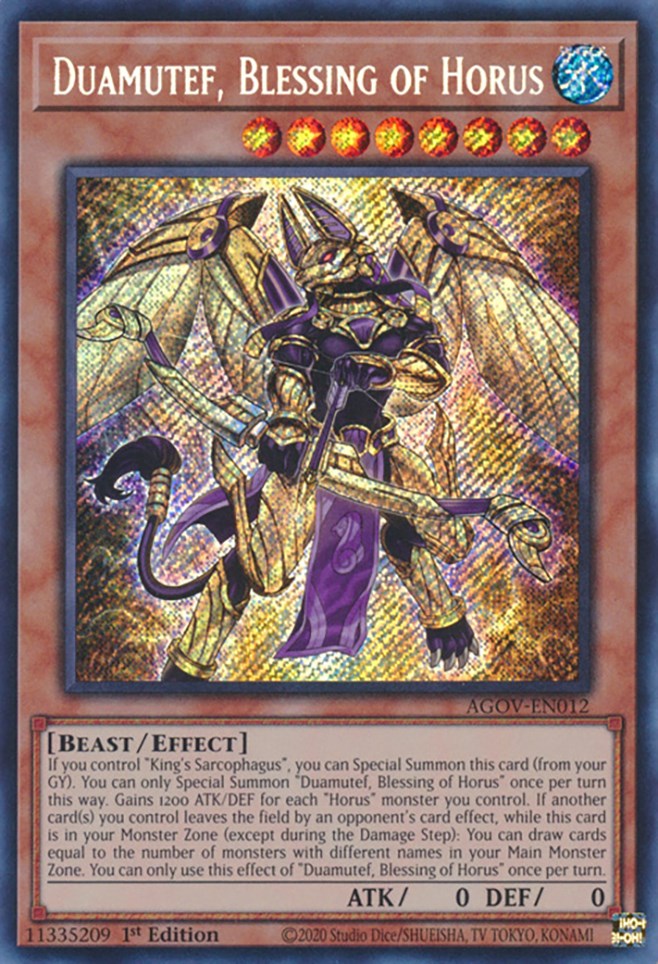 Duamutef, Blessing of Horus [AGOV-EN012] Secret Rare | Amazing Games TCG