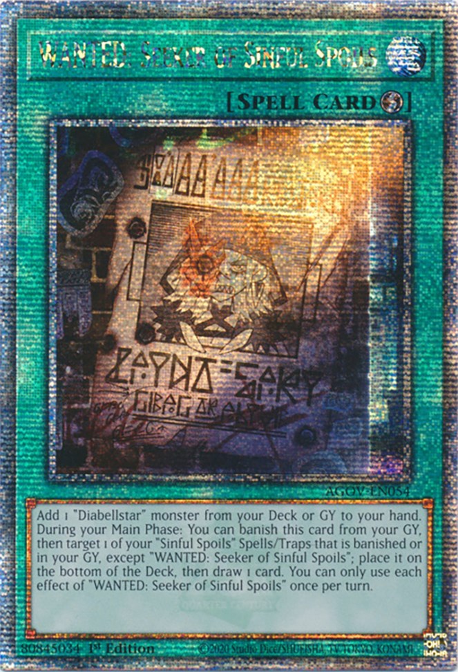 WANTED: Seeker of Sinful Spoils (Quarter Century Secret Rare) [AGOV-EN054] Quarter Century Secret Rare | Amazing Games TCG