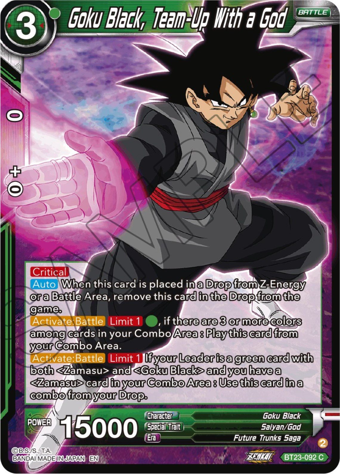 Goku Black, Team-Up With a God (BT23-092) [Perfect Combination] | Amazing Games TCG