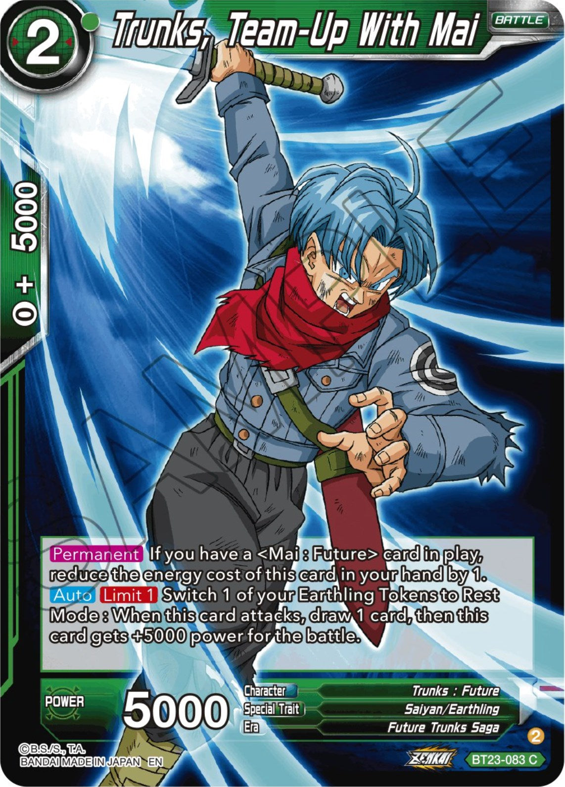 Trunks, Team-Up With Mai (BT23-083) [Perfect Combination] | Amazing Games TCG