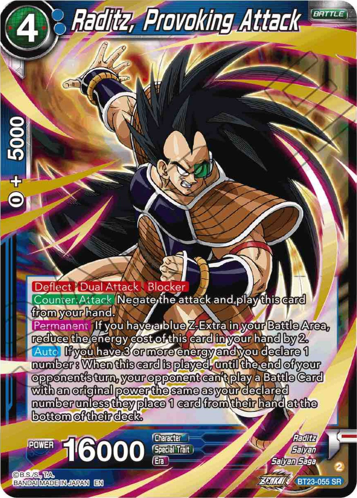 Raditz, Provoking Attack (BT23-055) [Perfect Combination] | Amazing Games TCG