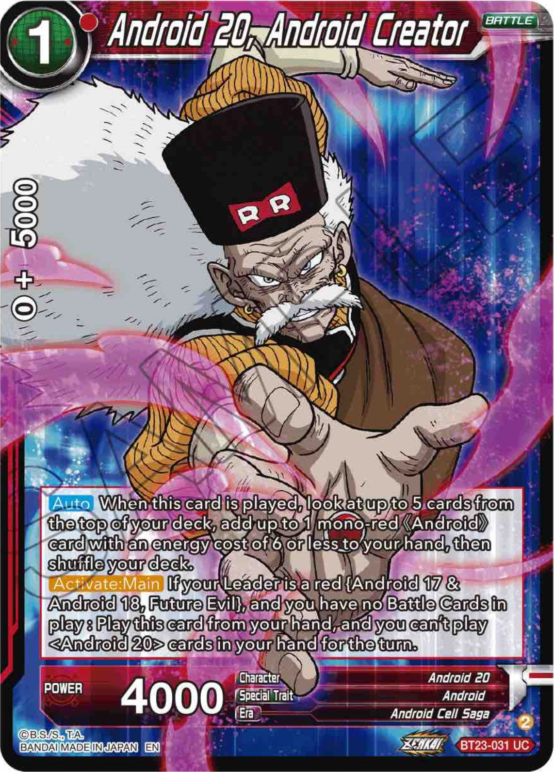 Android 20, Android Creator (BT23-031) [Perfect Combination] | Amazing Games TCG
