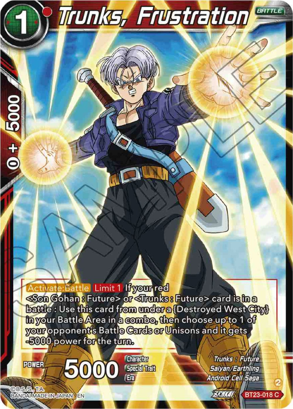 Trunks, Frustration (BT23-018) [Perfect Combination] | Amazing Games TCG