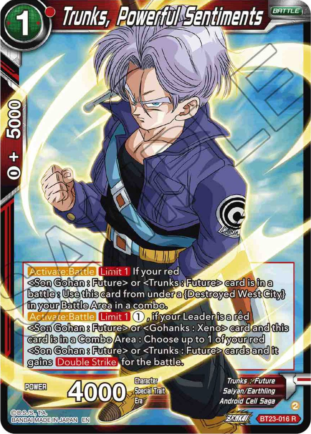 Trunks, Powerful Sentiments (BT23-016) [Perfect Combination] | Amazing Games TCG
