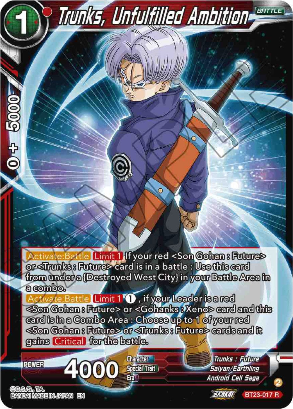 Trunks, Unfulfilled Ambition (BT23-017) [Perfect Combination] | Amazing Games TCG