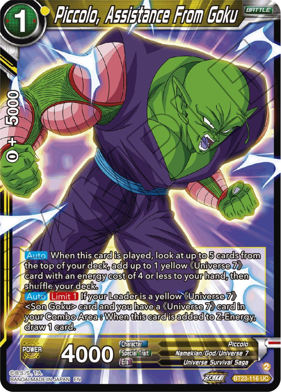 Piccolo, Assistance From Goku (BT23-116) [Perfect Combination] | Amazing Games TCG