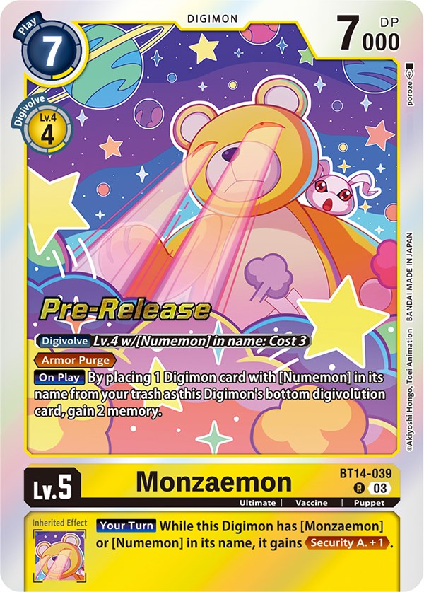 Monzaemon [BT14-039] [Blast Ace Pre-Release Cards] | Amazing Games TCG