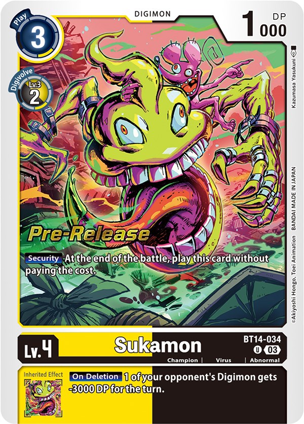 Sukamon [BT14-034] [Blast Ace Pre-Release Cards] | Amazing Games TCG