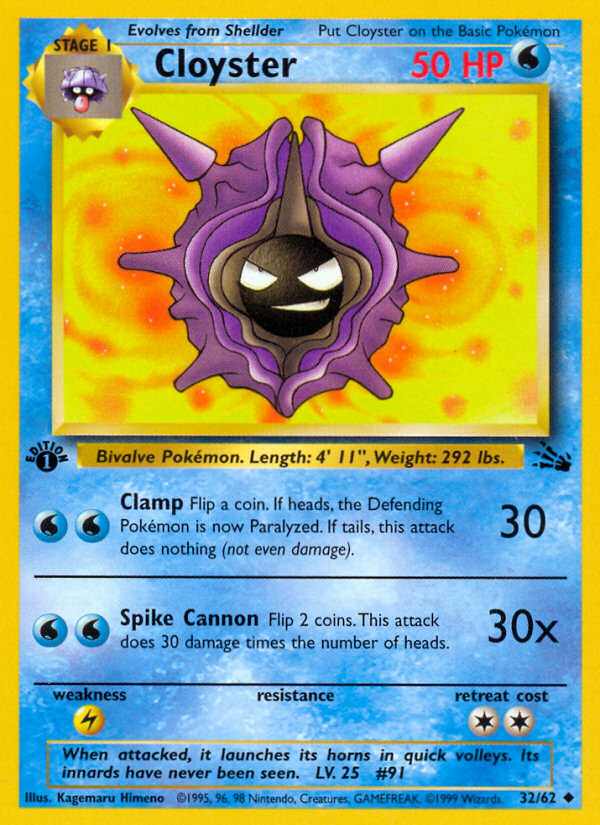 Cloyster (32/62) [Fossil 1st Edition] | Amazing Games TCG