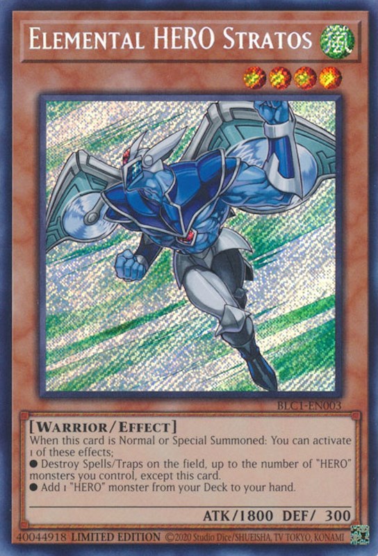 Elemental HERO Stratos [BLC1-EN003] Secret Rare | Amazing Games TCG