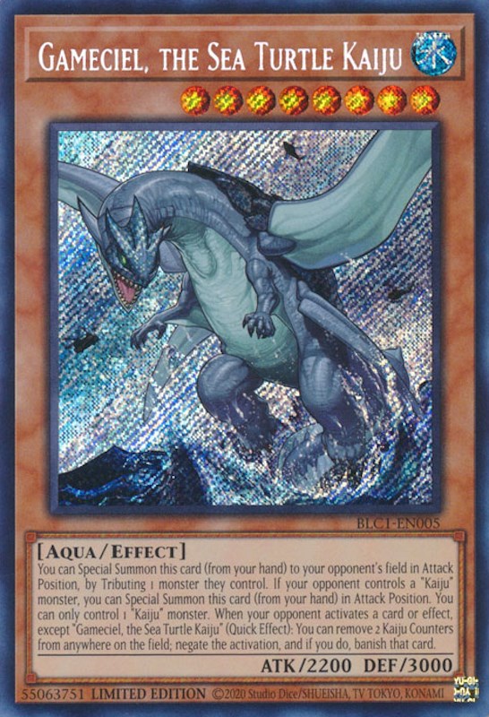 Gameciel, the Sea Turtle Kaiju [BLC1-EN005] Secret Rare | Amazing Games TCG