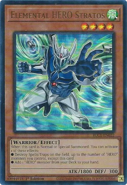 Elemental HERO Stratos (Alternate Art) [BLC1-EN022] Ultra Rare | Amazing Games TCG